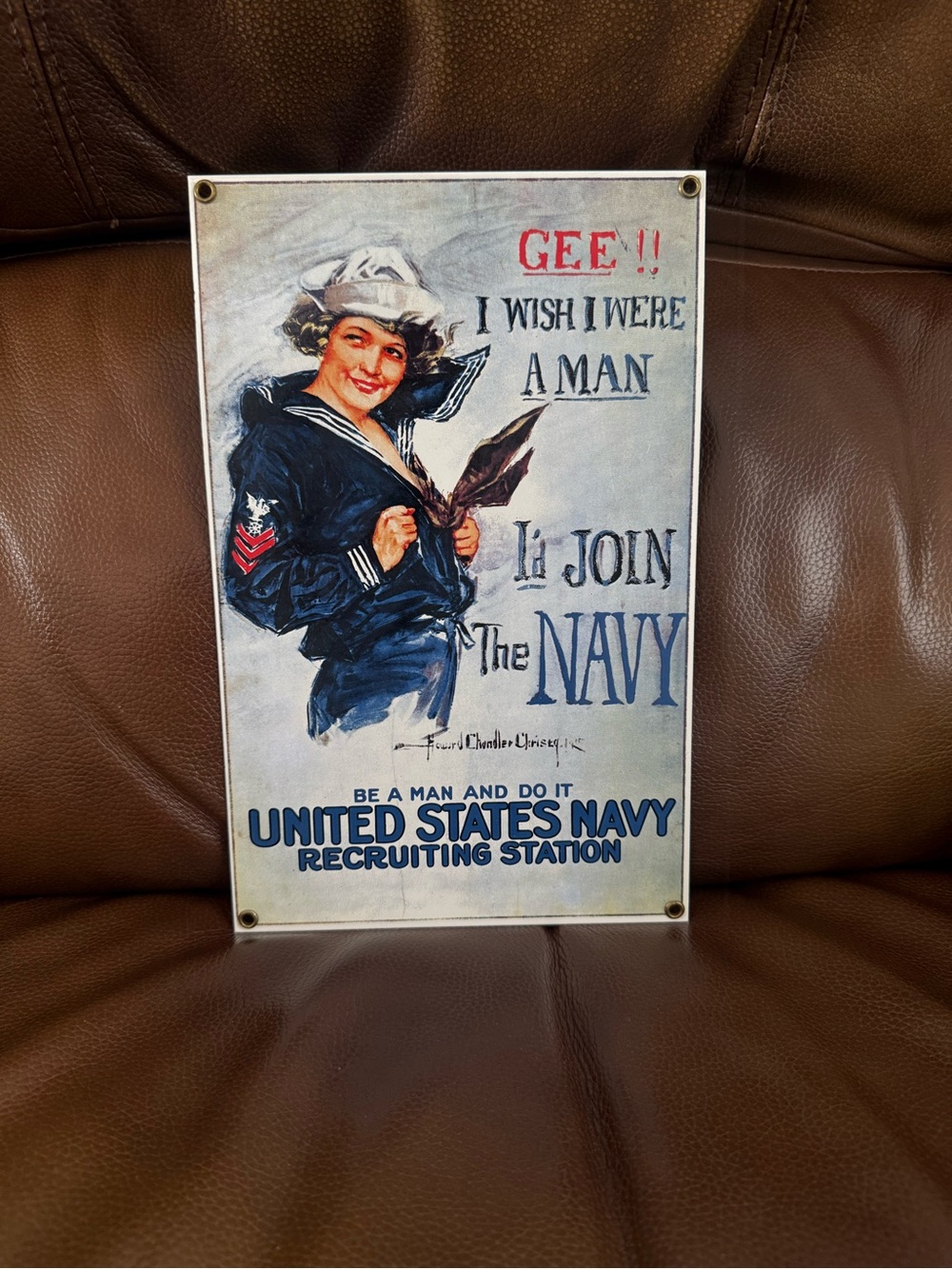 Vintage Replica (Metal) WWII  Navy Recruiting Poster Wall Decor
